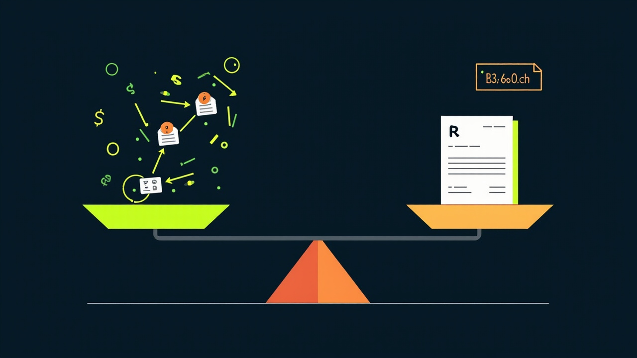 Editorial comparison illustration showing a balance scale weighing a managed monthly website plan against a one-time build, with a three-year cost timeline below