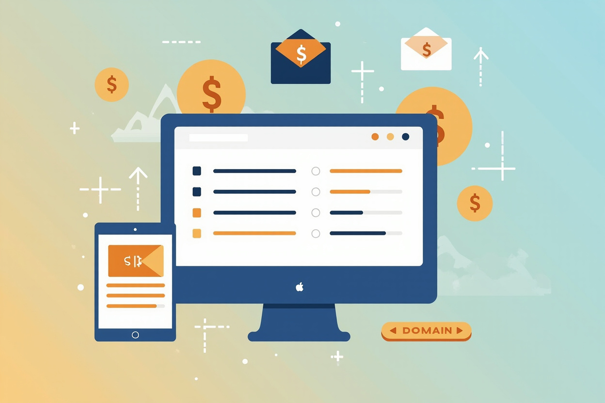 Cost breakdown visualization for Canadian small-business websites showing design, hosting, domain, and maintenance expenses